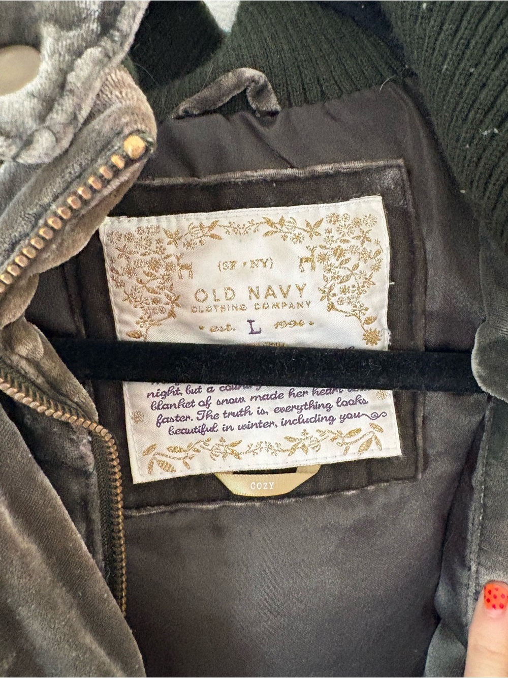 Old Navy Olive Green Quilted Hooded Vest - Picture 3 of 4